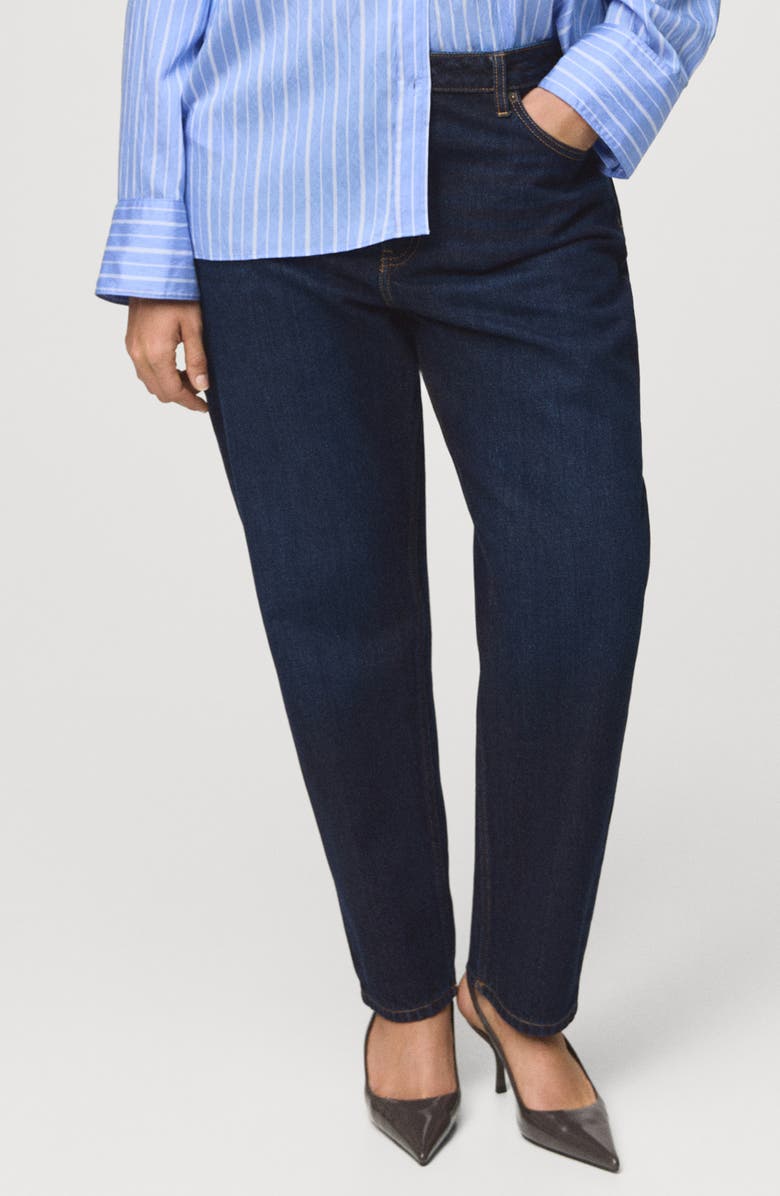 MANGO Crop Mom Jeans, Main, color, Dark Blue