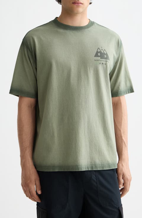 Loose Fit Garment Dyed Cotton Graphic T-Shirt