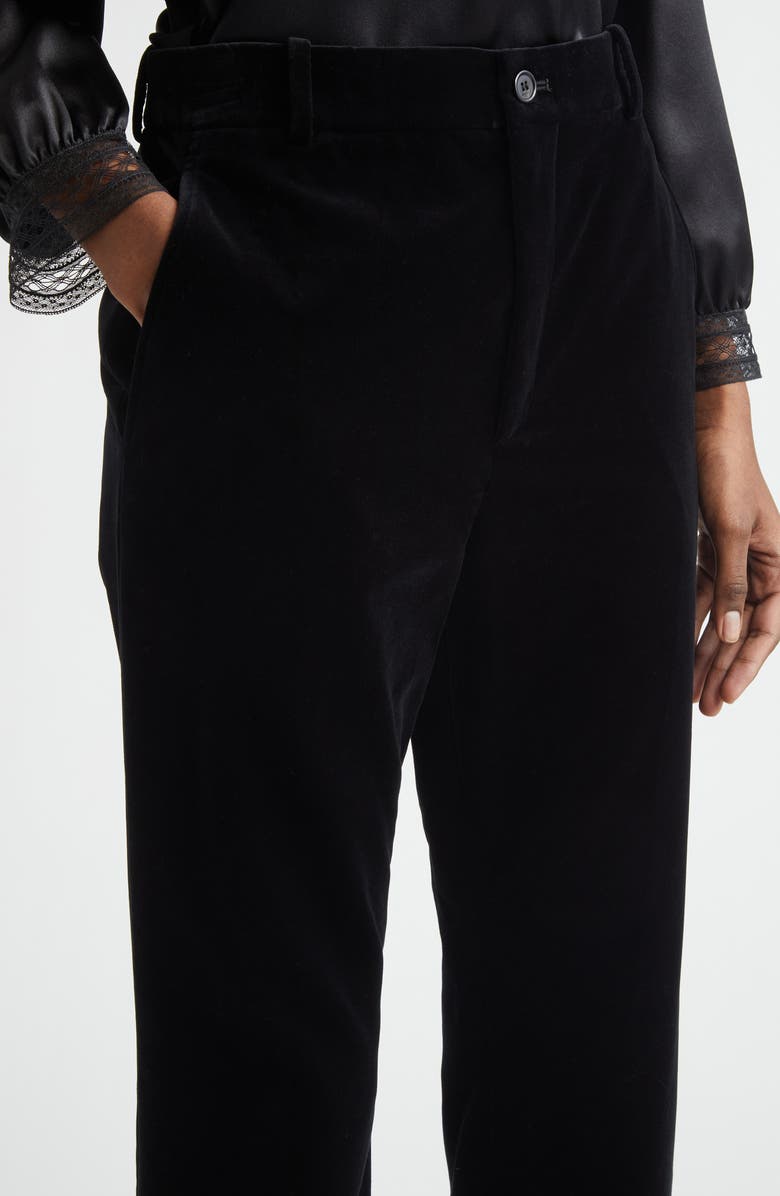 Saint Laurent High Waist Cotton Velour Pants, Alternate, color, Noir