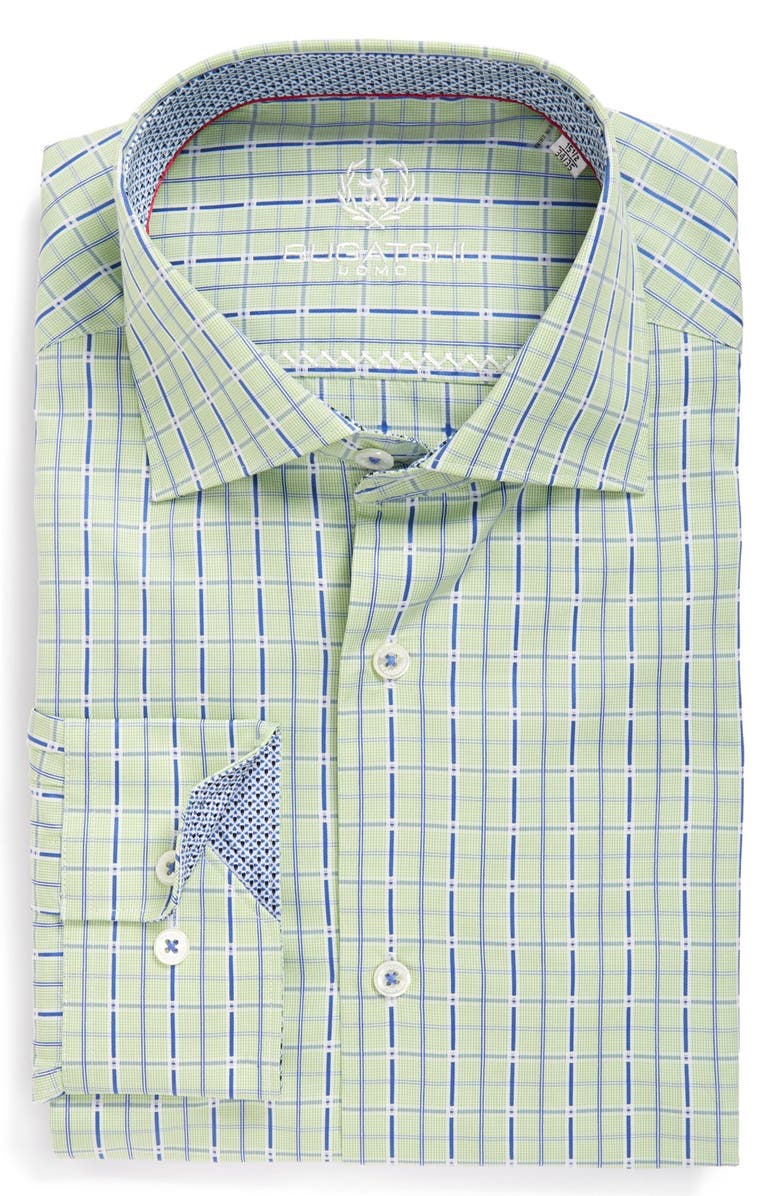 Bugatchi Shaped Fit Plaid Dress Shirt, Main, color,