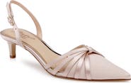 Jewel Badgley Mischka Patricia Slingback Pointed Toe Kitten Heel Pump