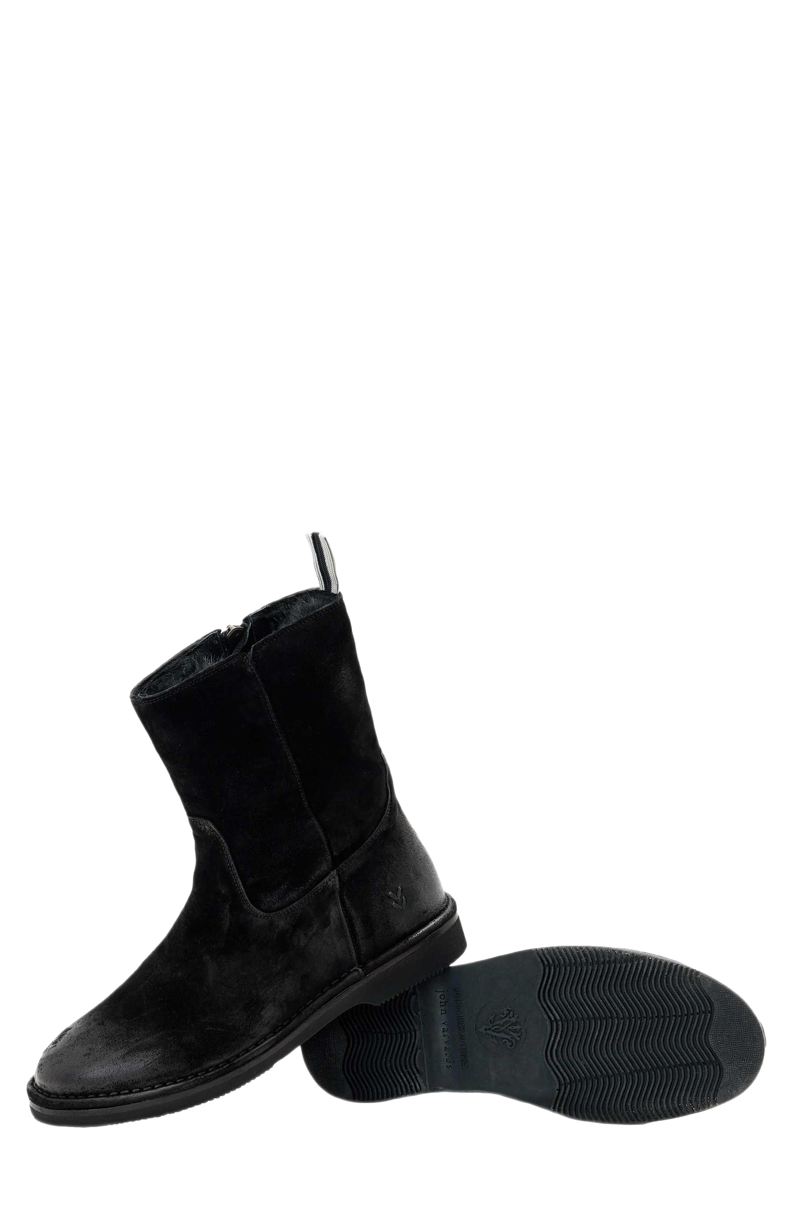 Varick Leather Zip Boot, Alternate, color, BLACK