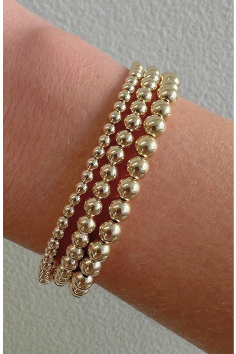 Juno 14k Gold Filled Bead Bracelet Three Stack, Alternate, color, Gold