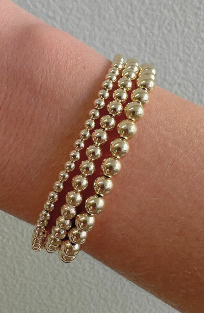 CUFFED BY NANO Juno 14k Gold Filled Bead Bracelet Three Stack, Alternate, color, Gold