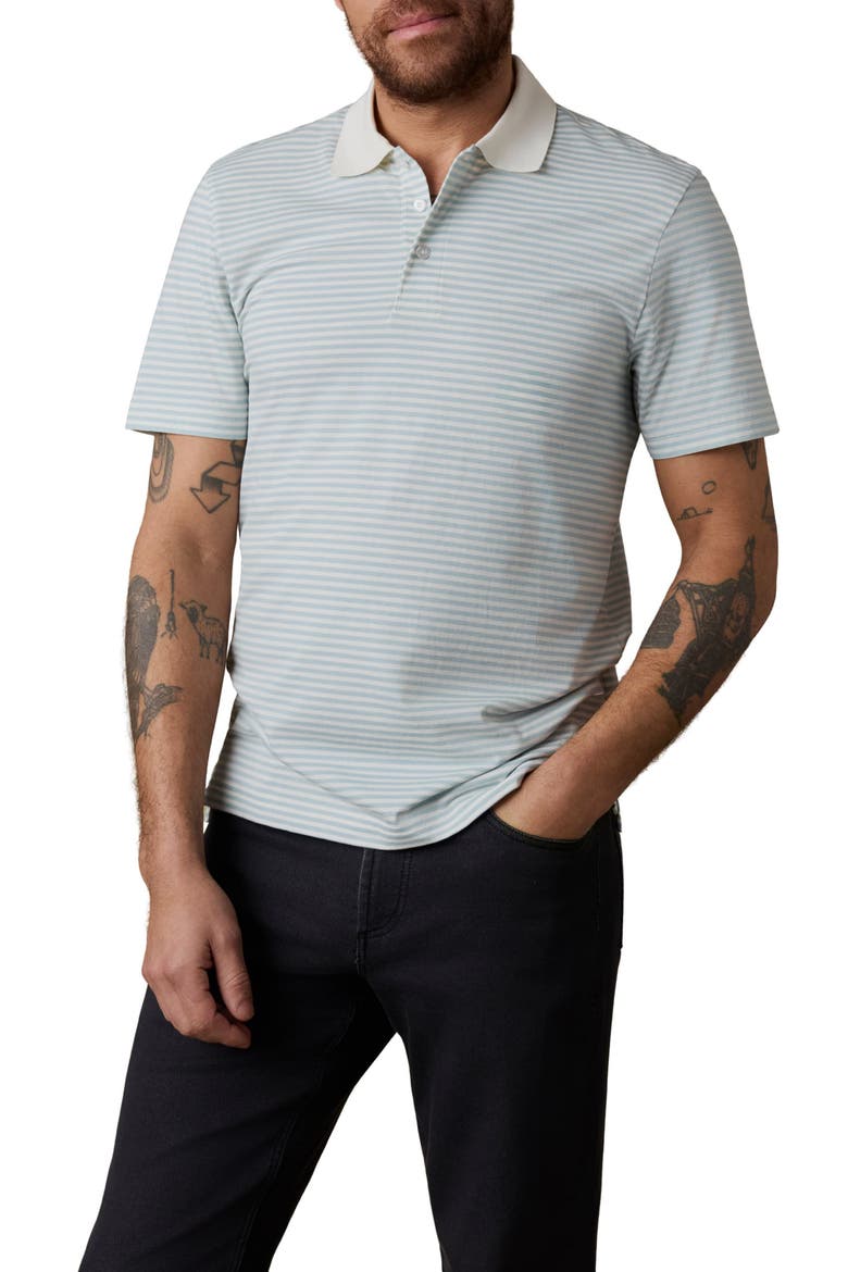 Movement Piqué Knit Polo, Main, color, BEACH FOG STRIPE