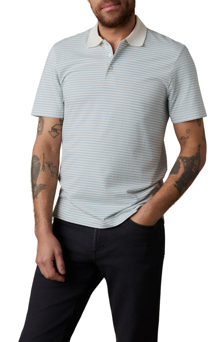 Faherty Movement Piqué Knit Polo, Main, color, Beach Fog Stripe