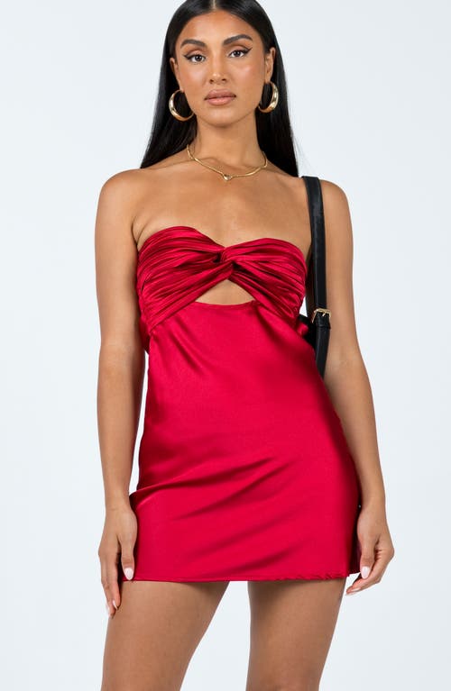 PRINCESS POLLY PRINCESS POLLY SHELLIE STRAPLESS CUTOUT SATIN MINIDRESS