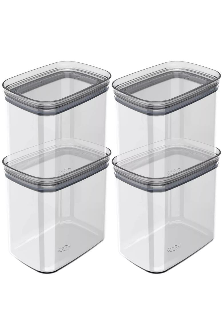 Airtight Clear Stackable Food Storage Container Set with Leak Proof Lid, Main, color, Clear