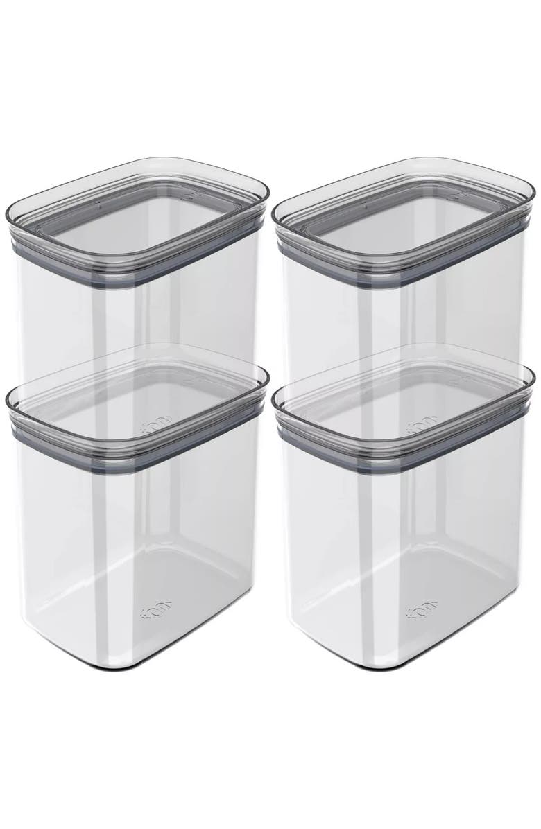 OU Airtight Clear Stackable Food Storage Container Set with Leak Proof Lid, Main, color,