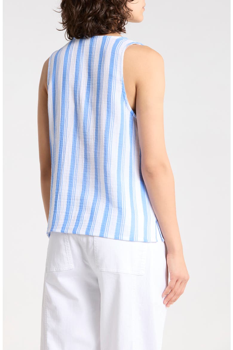 Split Neck Cotton Gauze Tank, Alternate, color, BLUE STRIPE