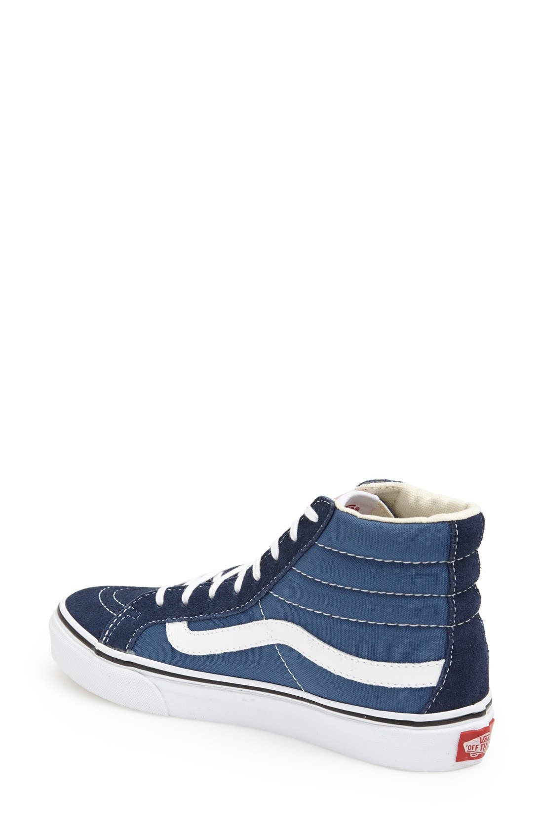 'Sk8-Hi Slim' Sneaker, Alternate, color, NAVY/ TRUE WHITE