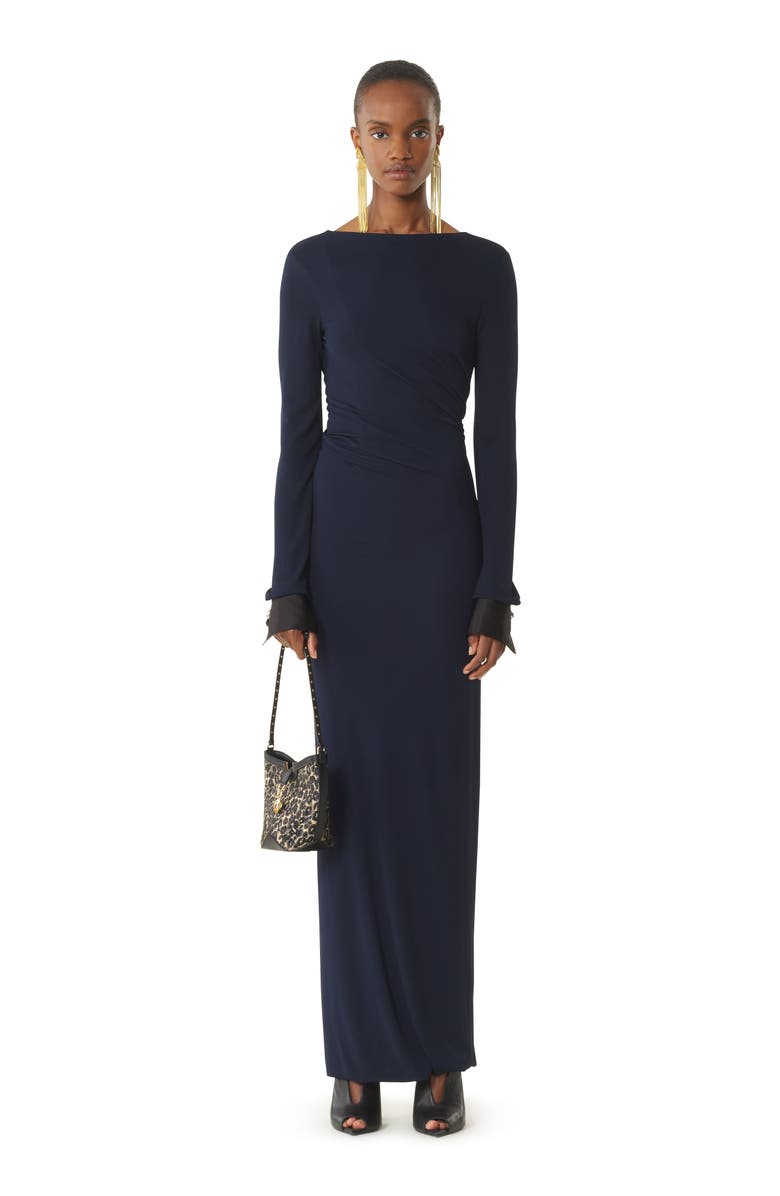 Lanvin Draped Dress In Crepe Jersey, Main, color, Navy Blue