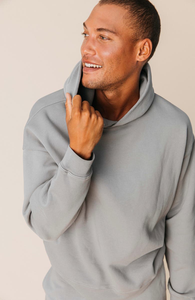 Ocio Men's Organic Cotton Teddy Oversized Hoodie, Alternate, color, Ash