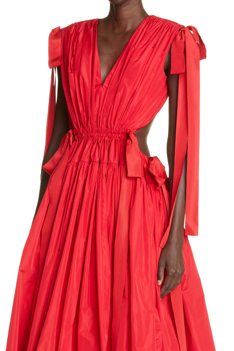 Alexander McQueen Taffeta Fit & Flare Dress, Alternate, color, RED