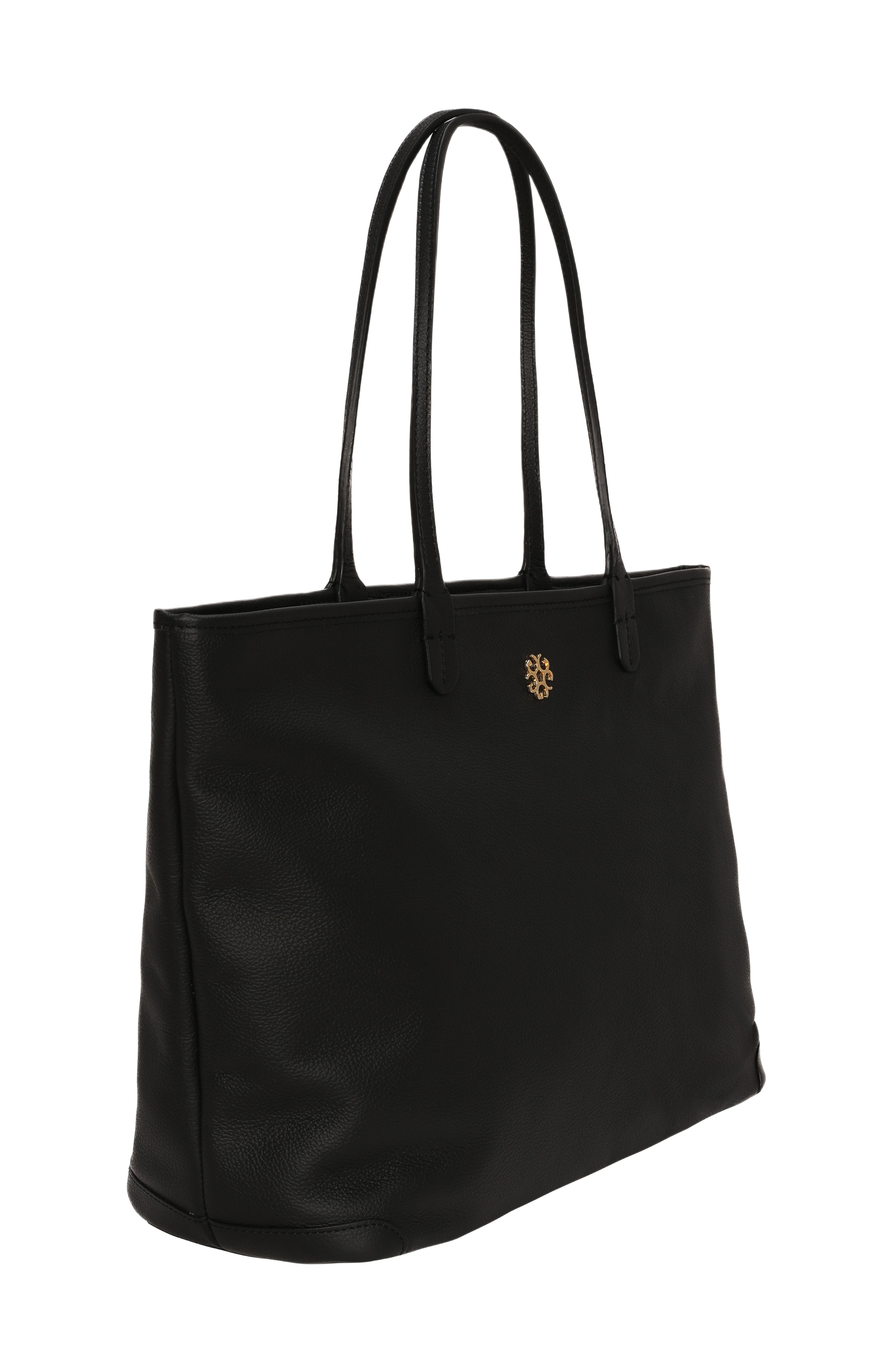 GORSKI Leather Tote, Main, color, Black