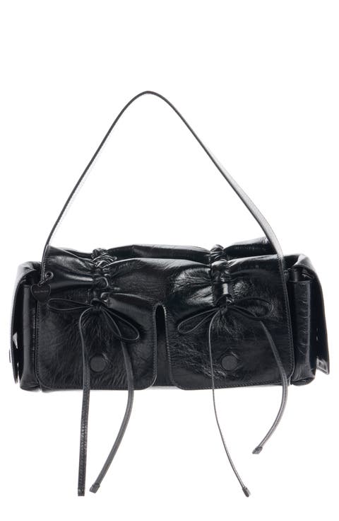 Micro Multipocket Crinkled Leather Handbag