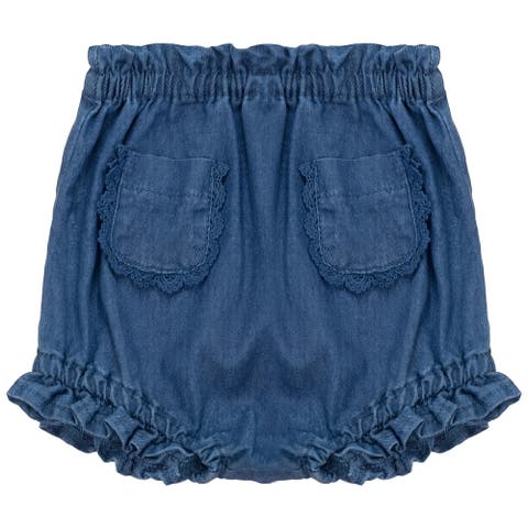 Woven Denim Lace Trim Bottom Bloomer (Baby)