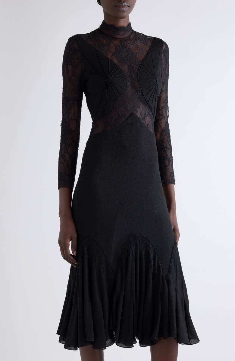 Givenchy Fan Seam Chandelier Lace & Jersey Dress, Alternate, color,