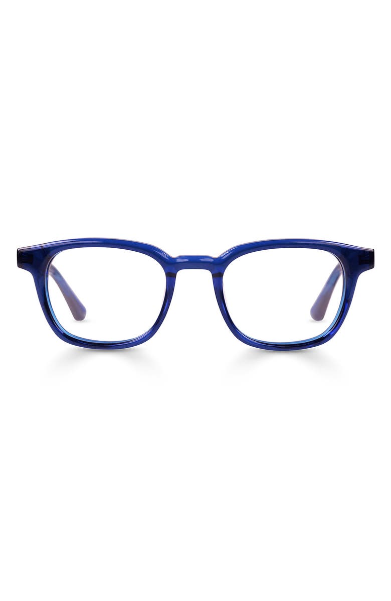 eyebobs Shareholder 47mm Square Reading Glasses, Main, color, Cobalt Blue Crystal