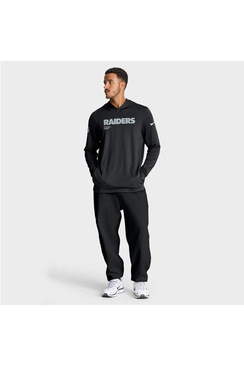 Men's Nike Black Las Vegas Raiders Sideline Pure Fury Performance Long Sleeve Hoodie T-Shirt, Alternate, color, Black