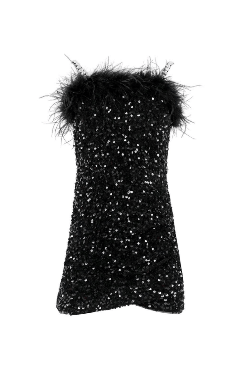 Lola + The Boys Midnight Shimmer Mini Dress, Main, color, Black