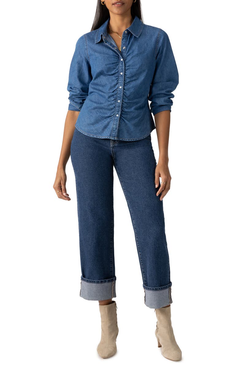 Sanctuary Dream Girl Denim Snap Shirt, Alternate, color, Ball Park