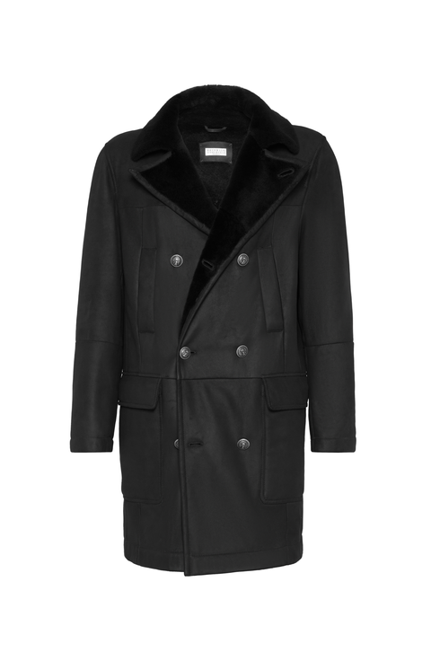 Shearling caban jacket