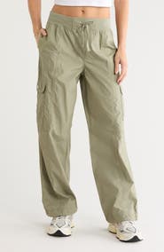 DKNY High Waist Straight Leg Cotton Cargo Pants