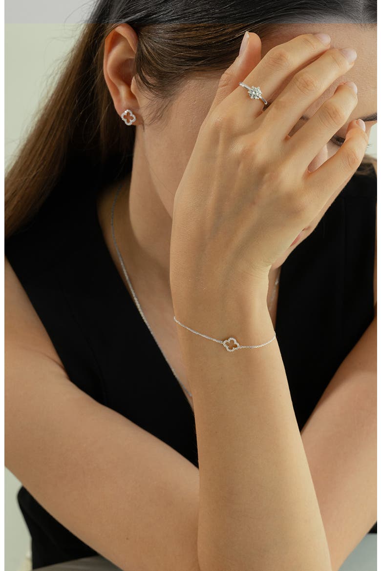 Sterling Silver 18k Gold Plated Aria Clover Bracelet Minimal Dainty, Alternate, color, Silver