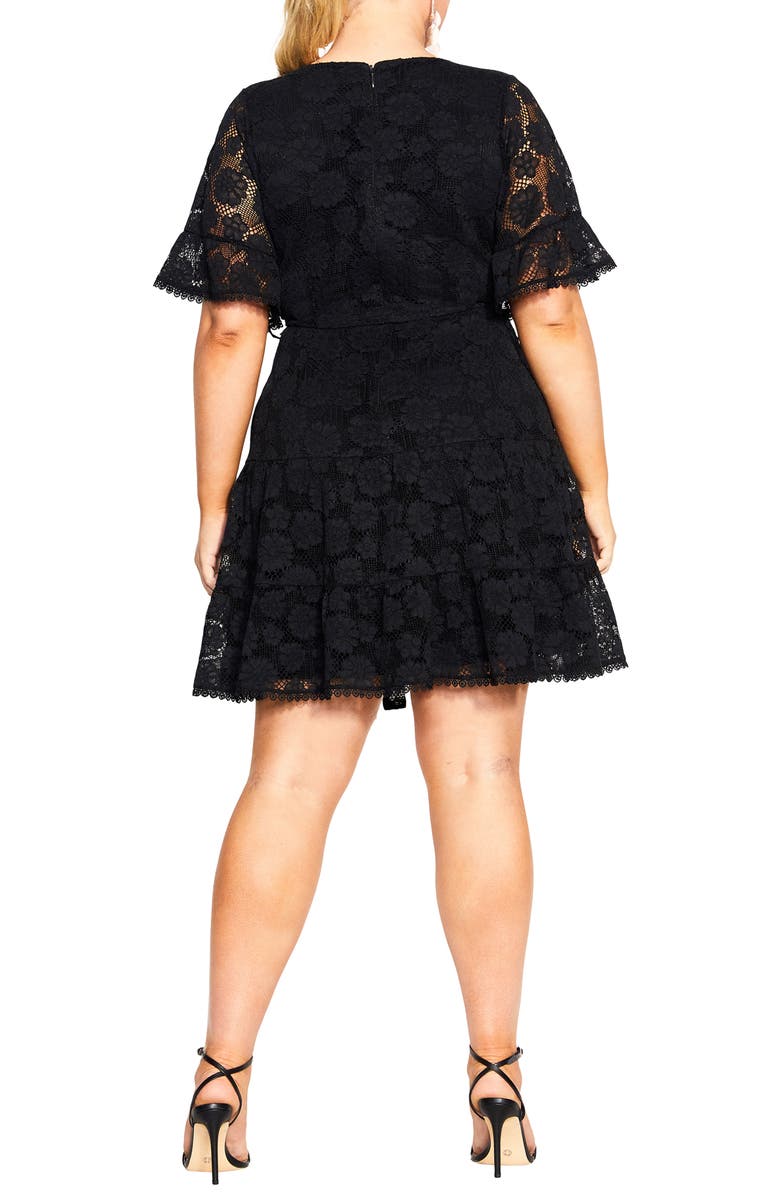 City Chic Garden Kisses Lace Faux Wrap Dress, Alternate, color,