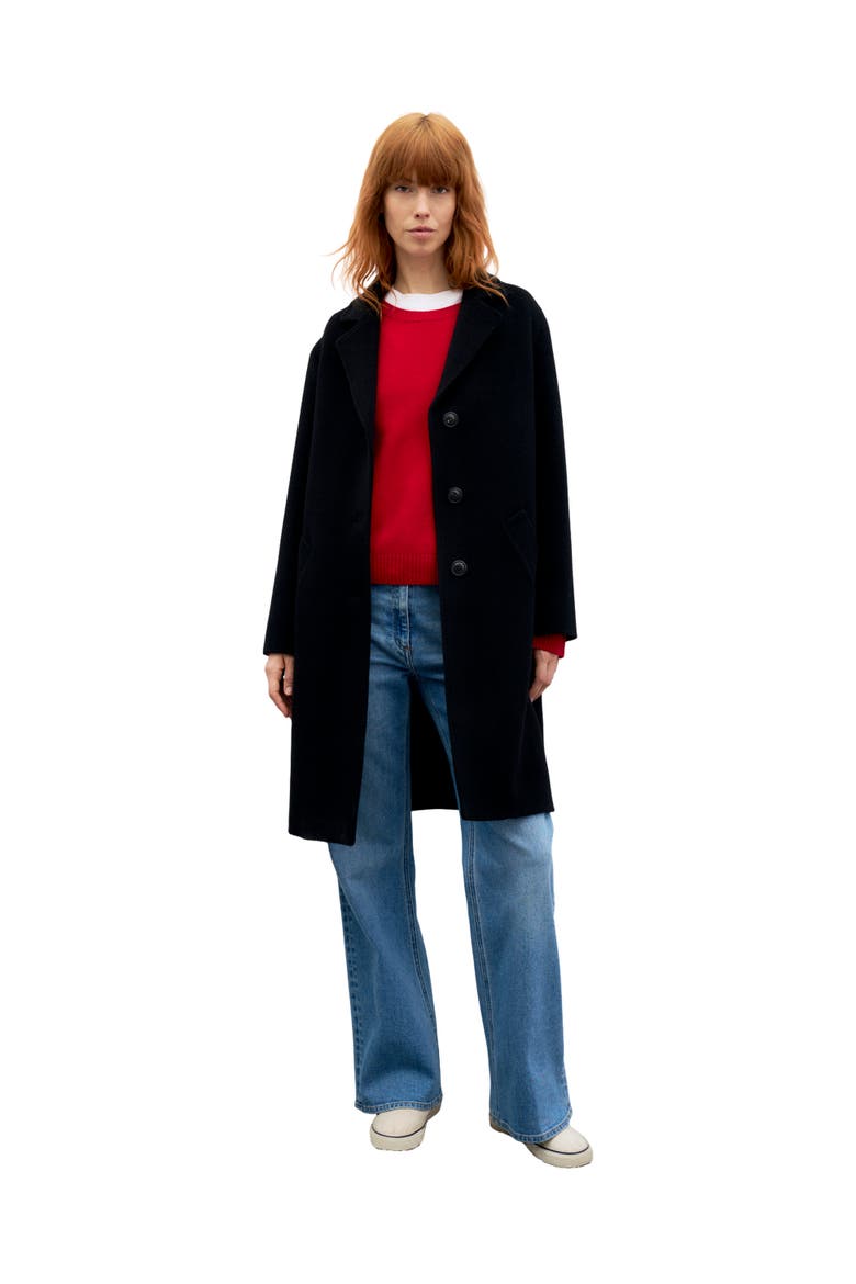 Aelis Angora Blend Collared Overcoat, Alternate, color, Black