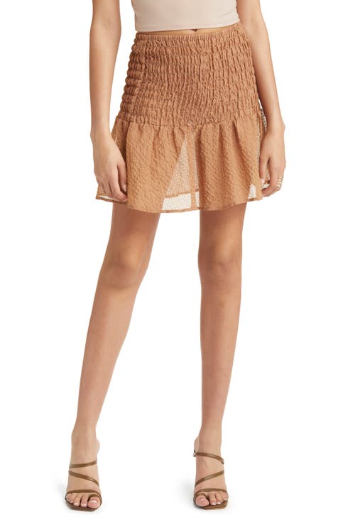 Smocked Semisheer Miniskirt