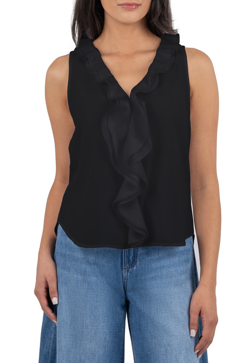KUT from the Kloth Genessa Ruffle Front Sleeveless Top, Main, color, 
