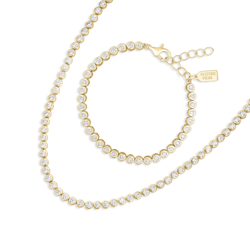 Electric Picks Jewel Tennis Bracelet And Necklace