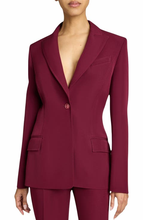 JESS Single Button Peak Lapel Jacket with Seam Detail in Soft Stretch Crepe