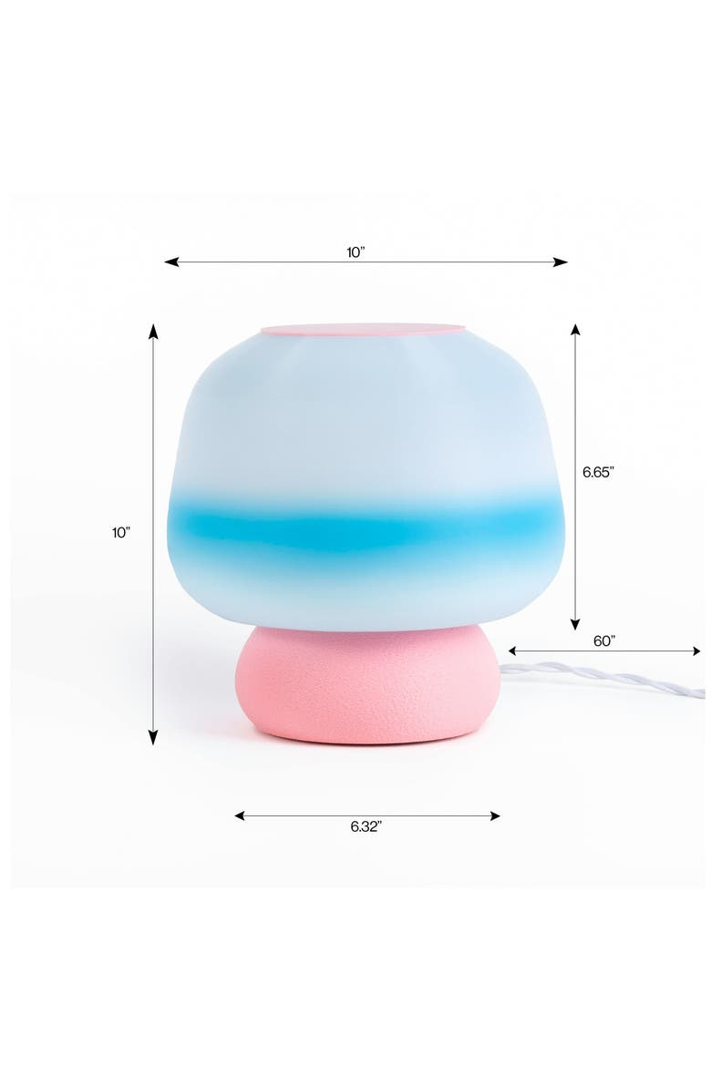 Portobello 10" Modern Classic Plant-Based Filament Dimmable LED 3D Printed Mushroom Table Lamp, Alternate, color, Blue/White/Light Pink