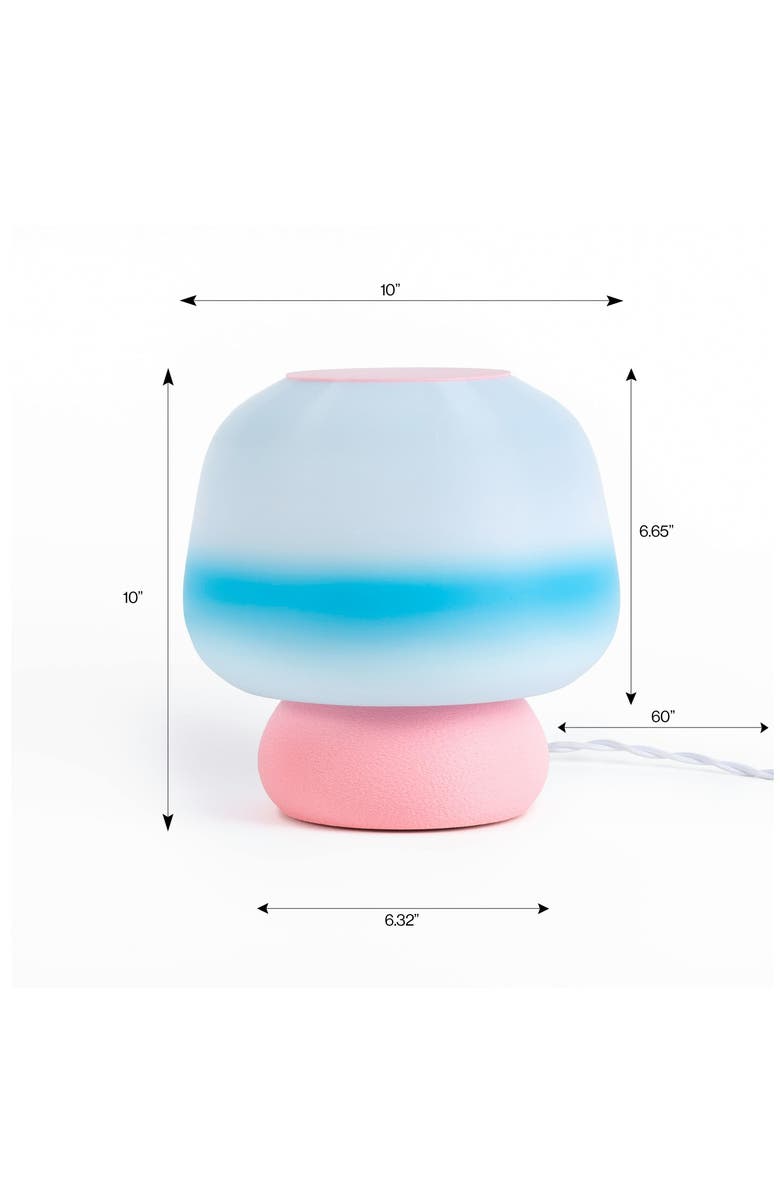 JONATHAN Y Portobello 10" Modern Classic Plant-Based Filament Dimmable LED 3D Printed Mushroom Table Lamp, Alternate, color, Blue/White/Light Pink