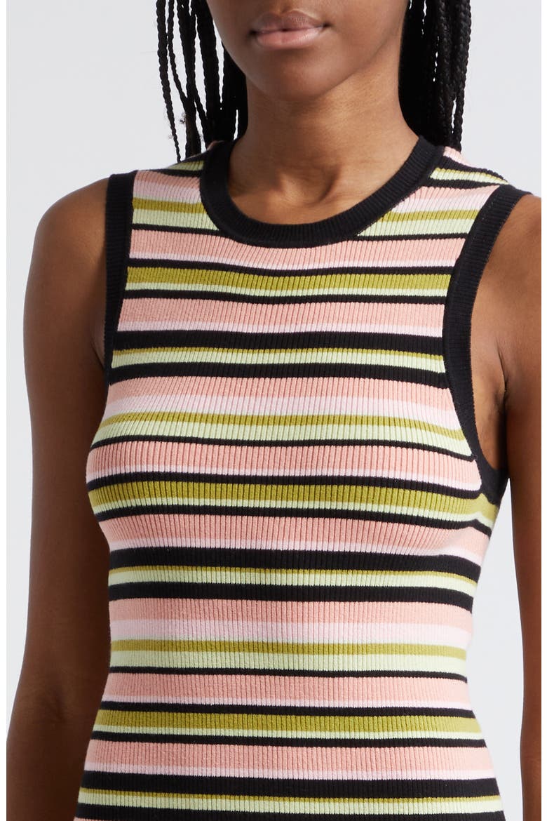 Stripe Rib Tank Dress, Alternate, color, BLACK MULTI STRIPE