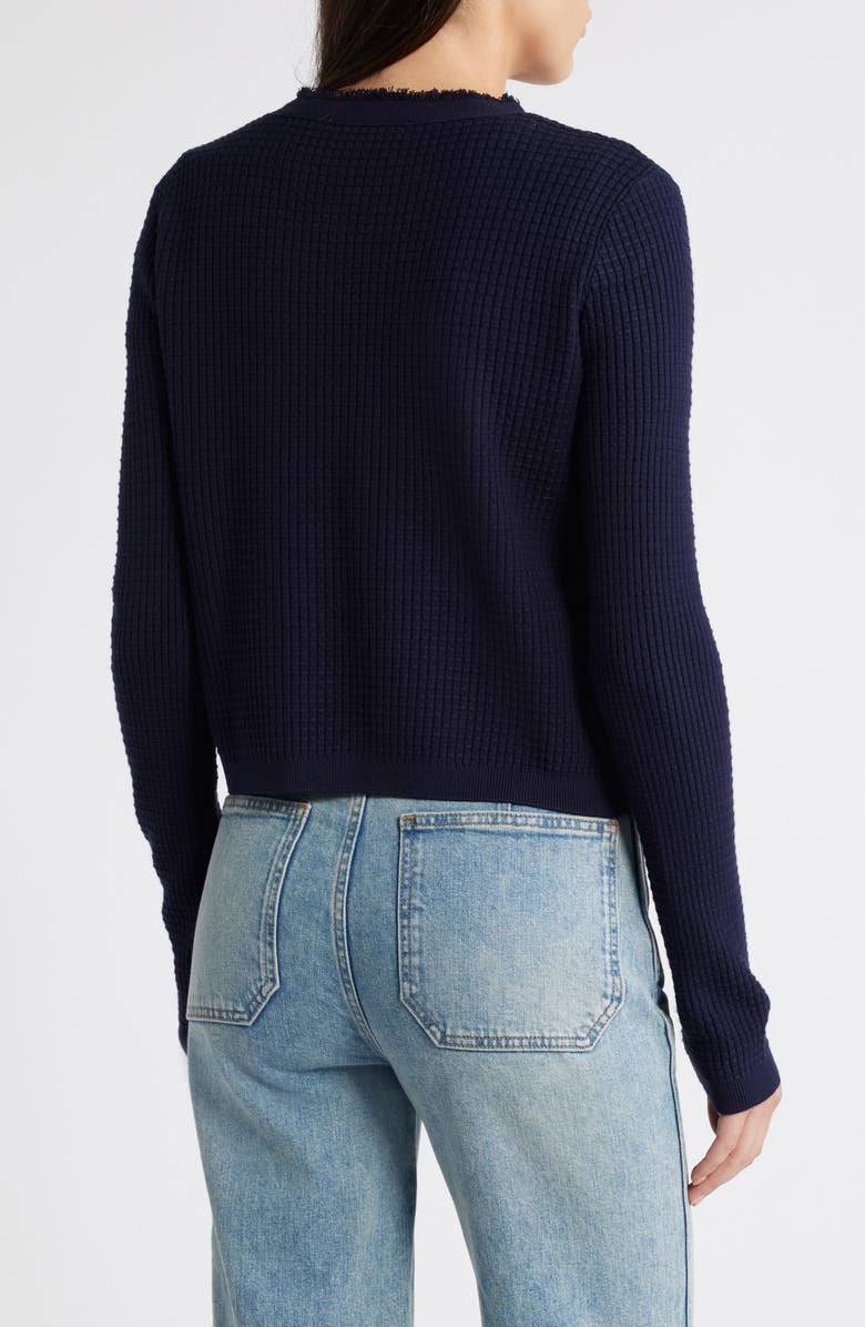 MANGO Textured Knit Cardigan, Alternate, color, Navy