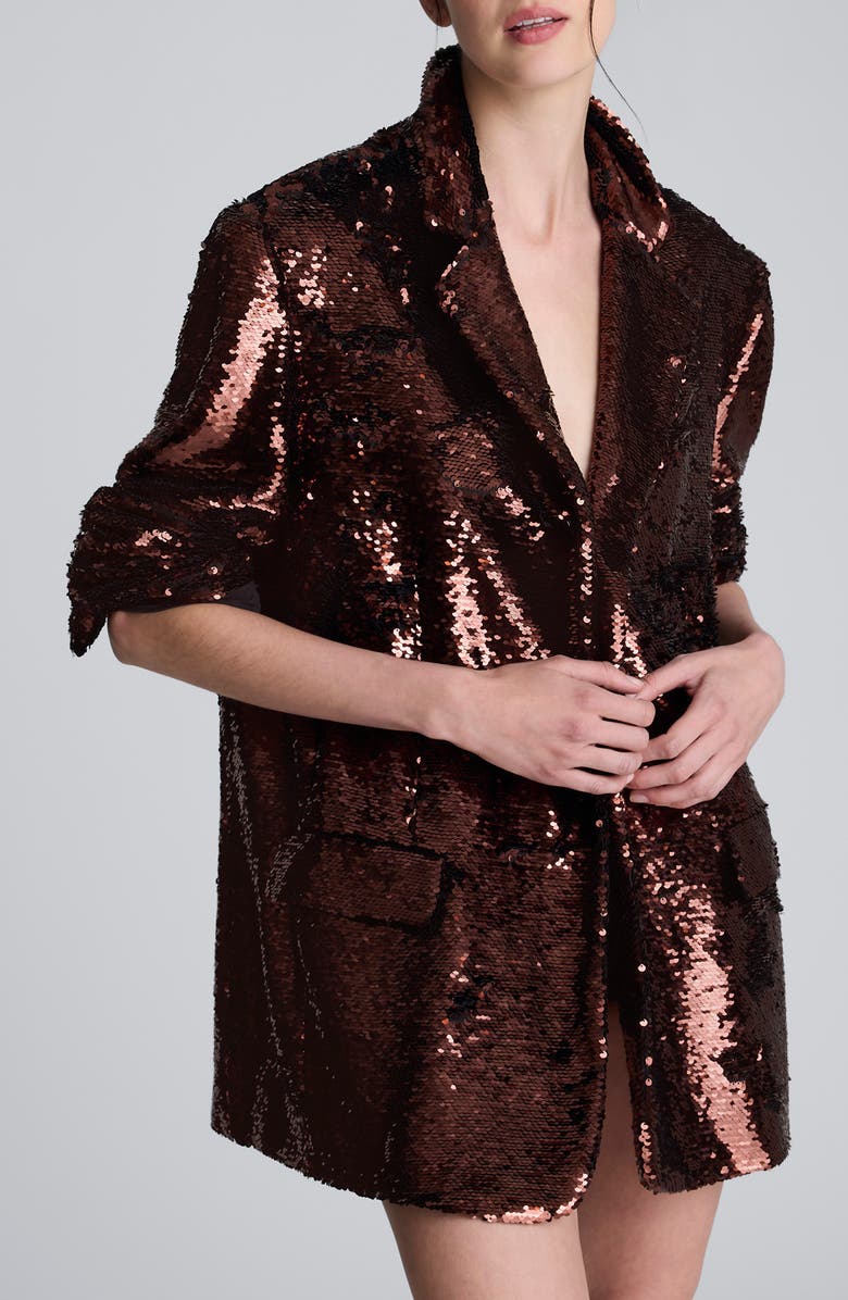 Kenneth Cole Sequin Wrap Jacket, Main, color, Spiced Brandy