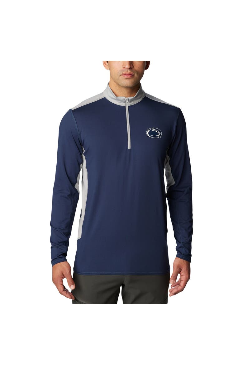 Men's Columbia Navy Penn State Nittany Lions Tech Trail™ Omni-Shade Quarter-Zip Top, Alternate, color, Navy