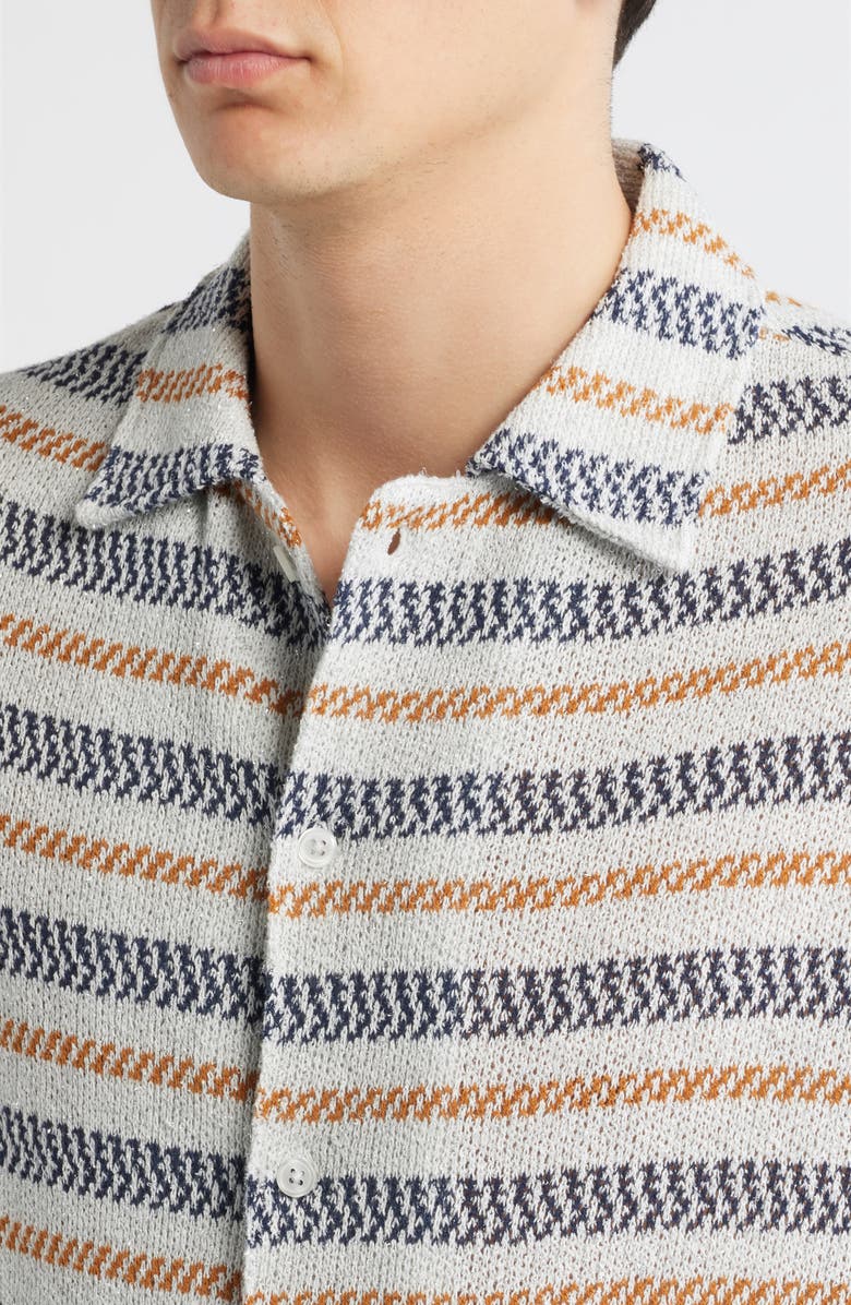KROST Speckled Stripe Knit Button-Up Shirt, Alternate, color, Grey Multi