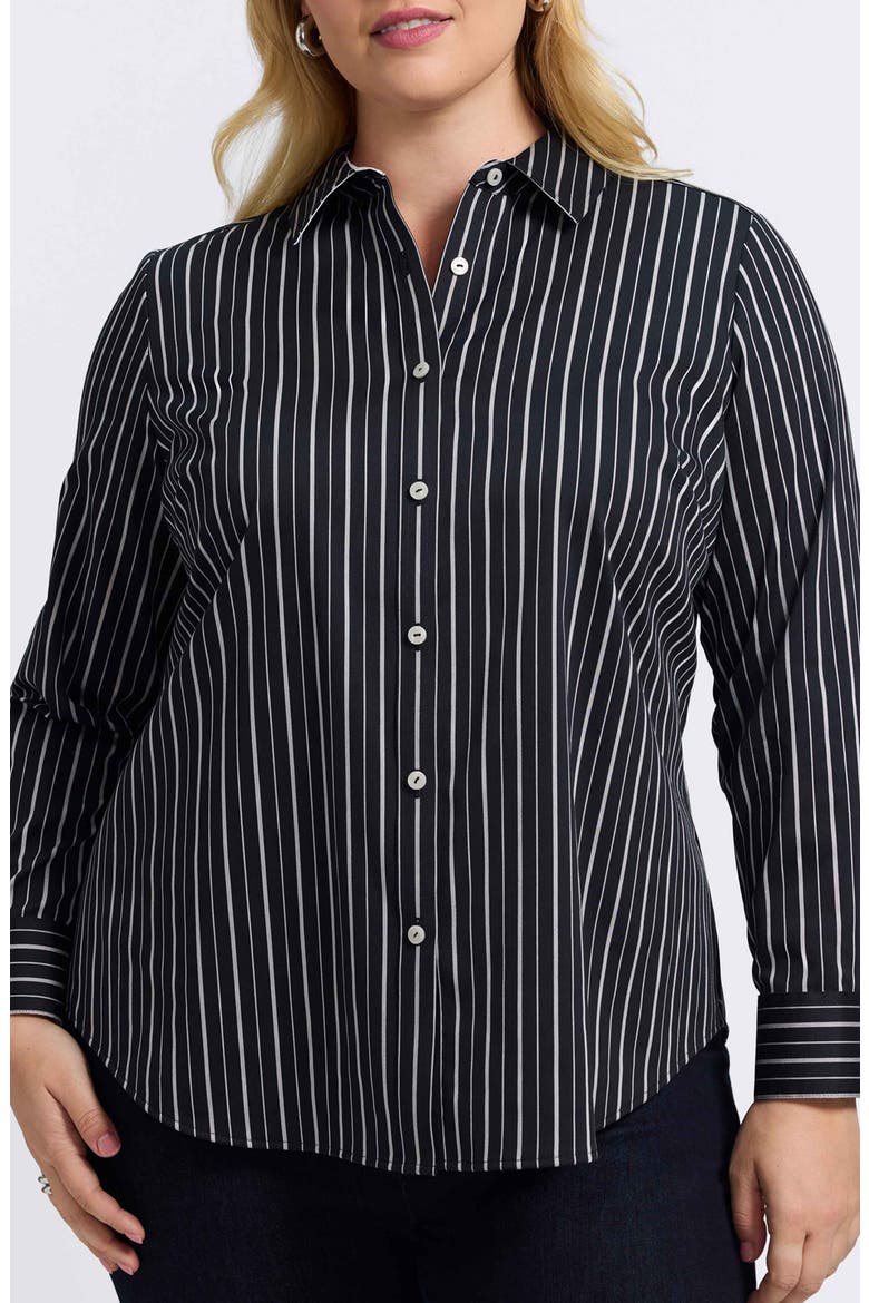 Margie Stripe Button-Up Shirt, Main, color, BLACK/ WHITE
