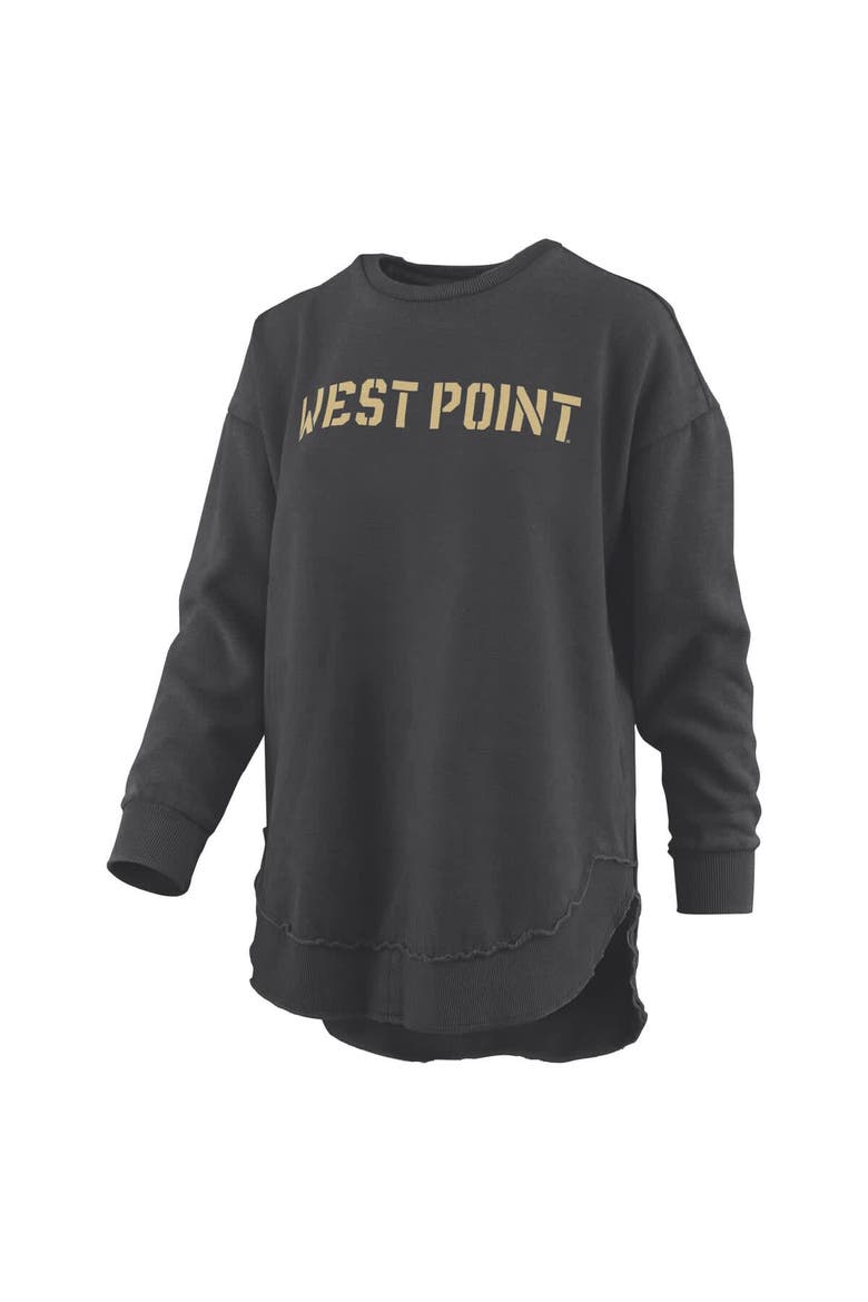 Women's Pressbox  Black Army Black Knights Melange Poncho Vintage Fleece Long Sleeve Pullover Sweatshirt, Alternate, color, Black