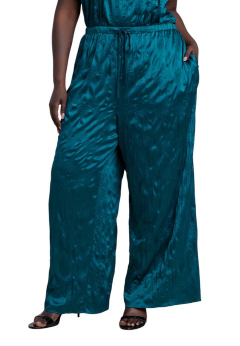 Crinkle Satin Wide-Leg Pant
