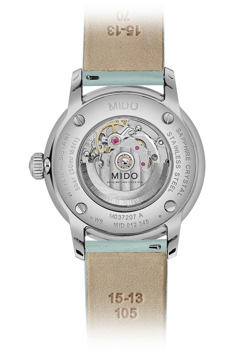 Baroncelli Signature Lady Colors Leather Strap Watch, 30mm, Alternate, color, MOTHER OF PEARL/ MULTI