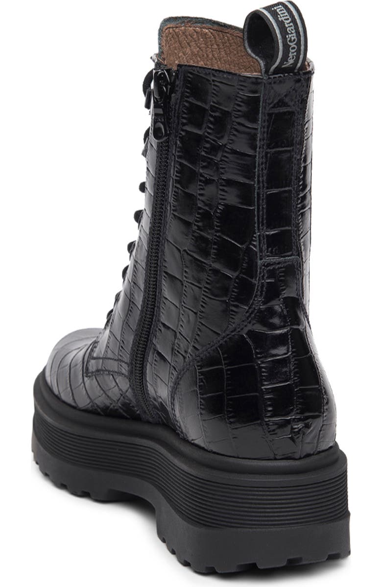 NeroGiardini Embossed Combat Boot, Alternate, color,