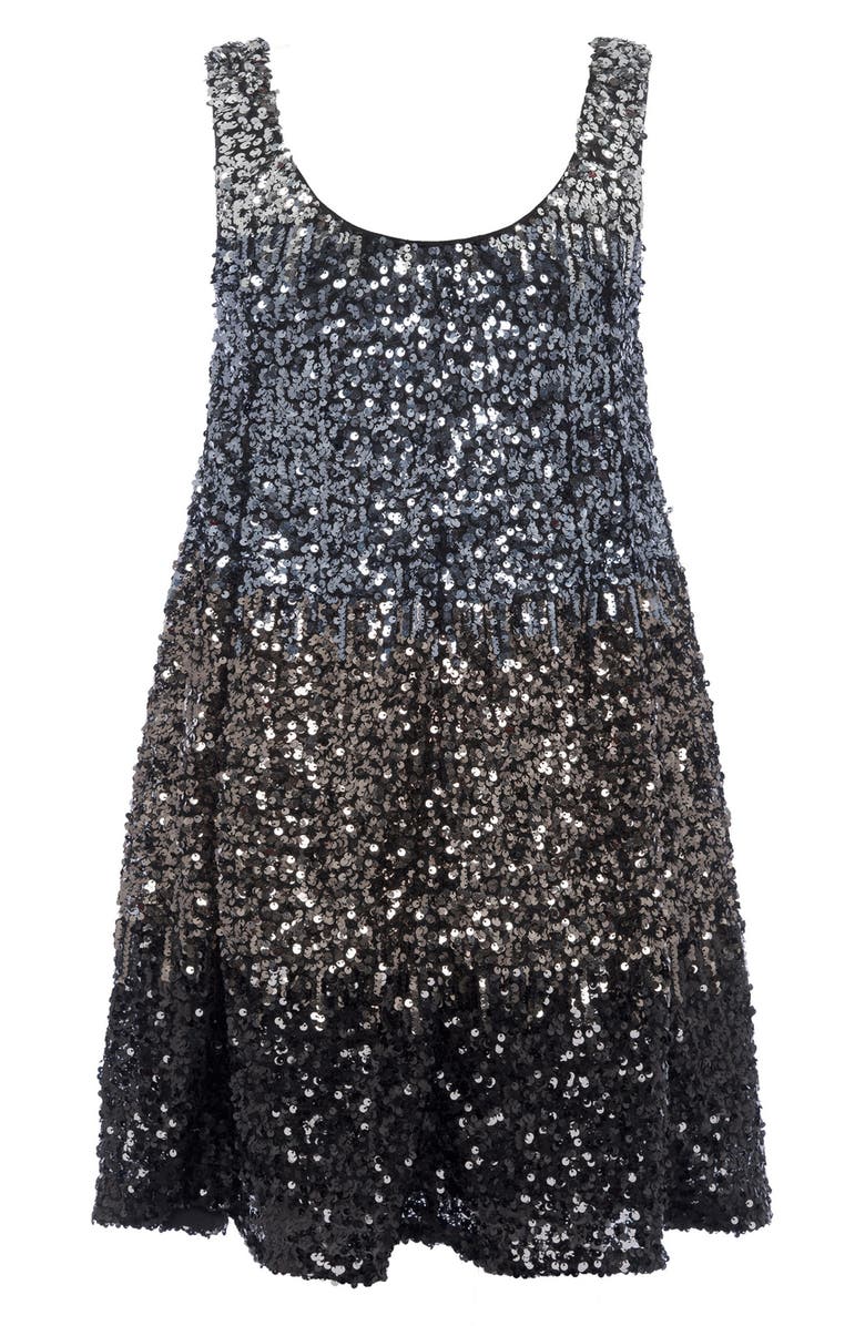 French Connection Estari Sequin Ombré Sleeveless Swing Dress, Alternate, color, 