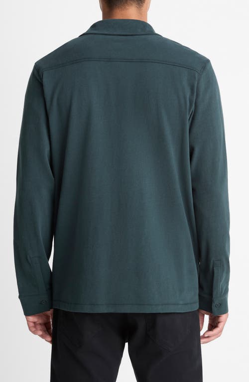 Vince Sueded Knit Button-up Shirt In Green