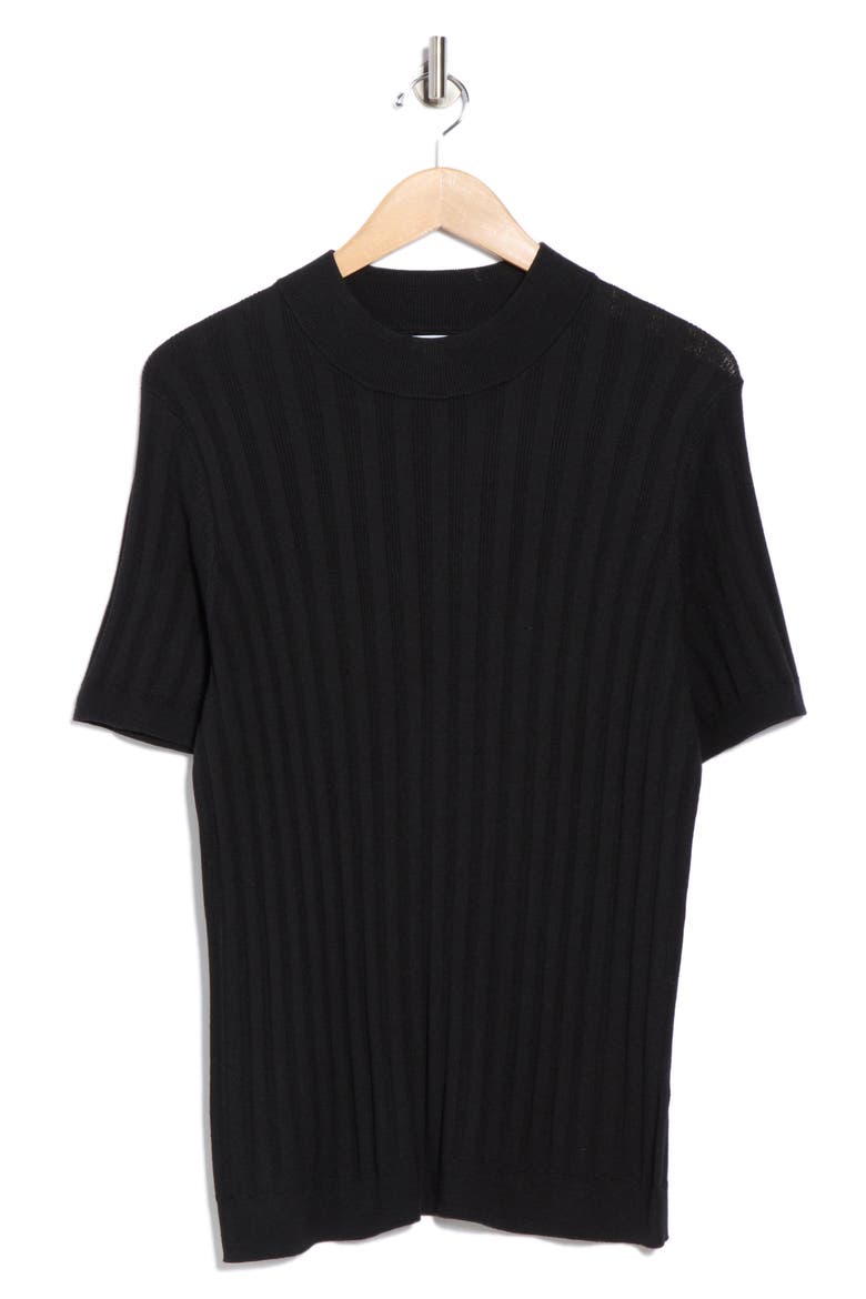 Mock Neck Rib Sweater, Alternate, color, BLACK
